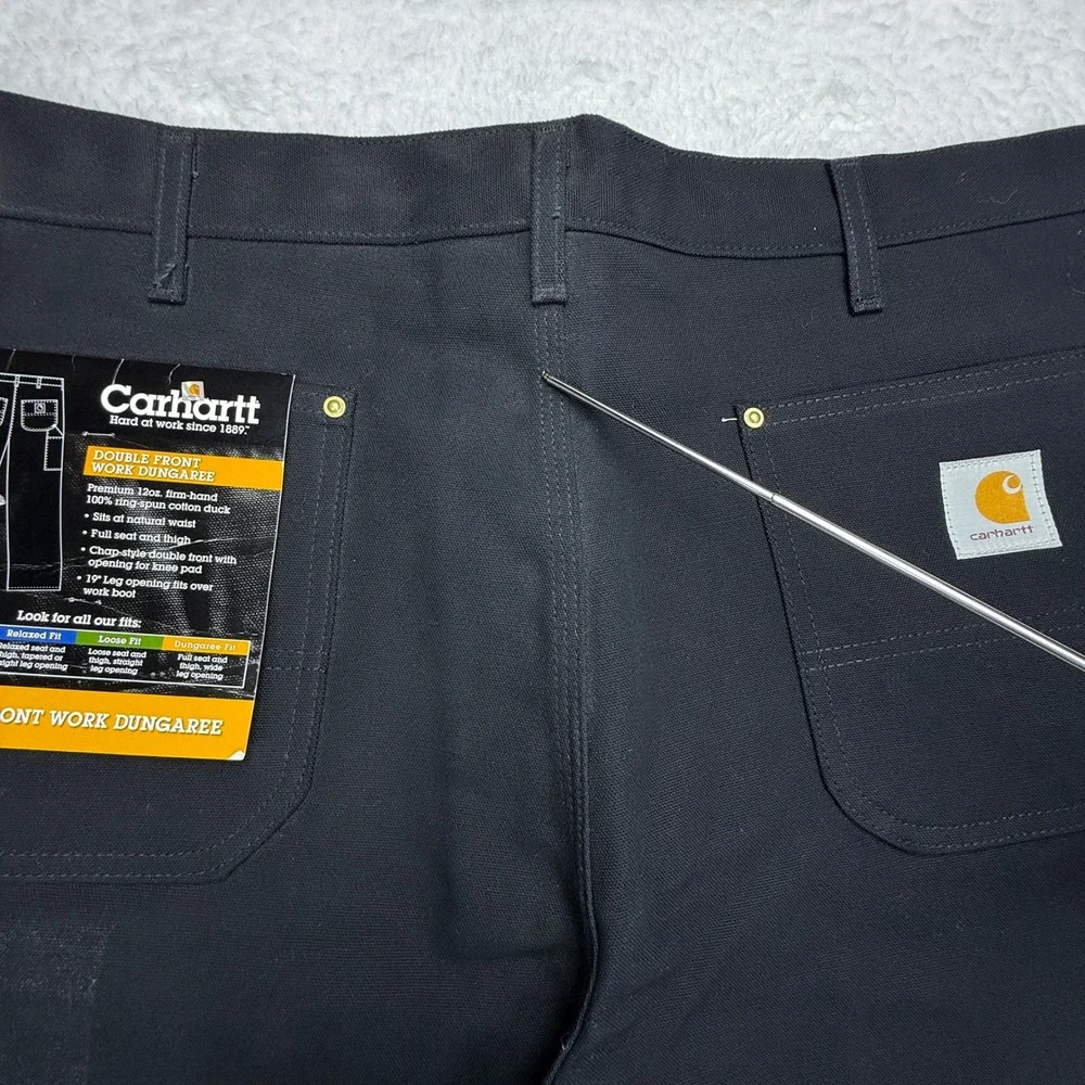 Carhartt B01 BLK Double Front Work Dungaree Pants Black 40x28 USA NWT - Picture 11 of 11